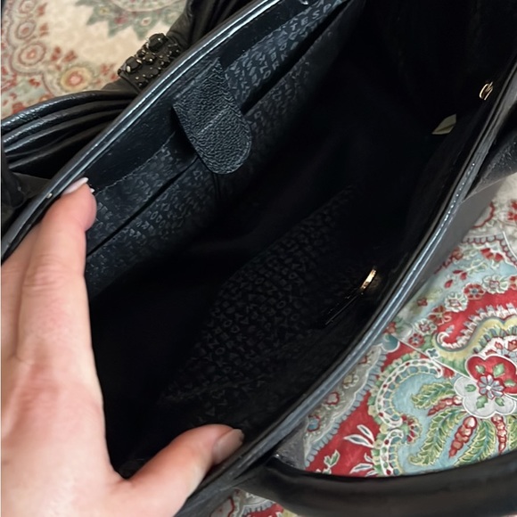 Kate Spade New York Meriwether Manor Place Black Leather Bow Crystal Satchel Bag - Picture 3 of 3